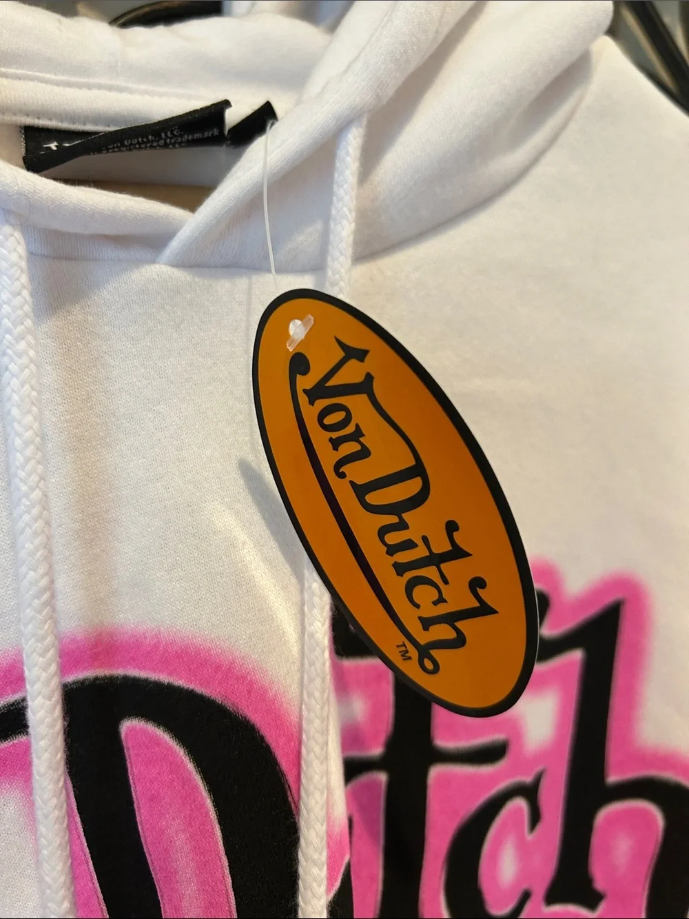 VON DUTCH "AIRBRUSHED" OVERSIZED CROPPED HOODIE WHITE NWT - Picture 5 of 5
